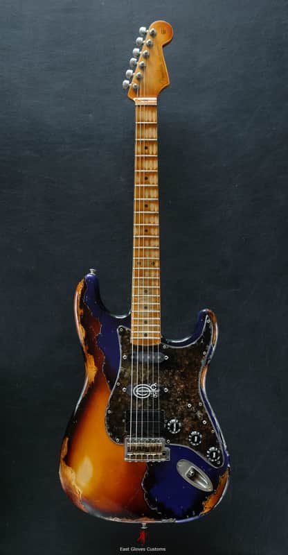 Fender Stratocaster Midnight Blue/Sunburst Heavy Aged Relic by East Gloves Customs image 1