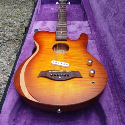 CLIP SAE-580 Travel Silent Guitar Yellow Flame Brown Burst image 6