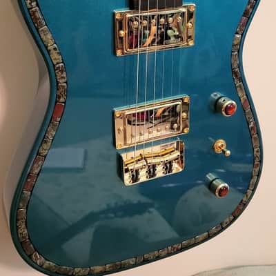 CUSTOM DESIGNED & CRAFTED TELE STYLE IN GREEN METALLIC FINISH WITH STONES -SERIAL #074 -2025 image 3