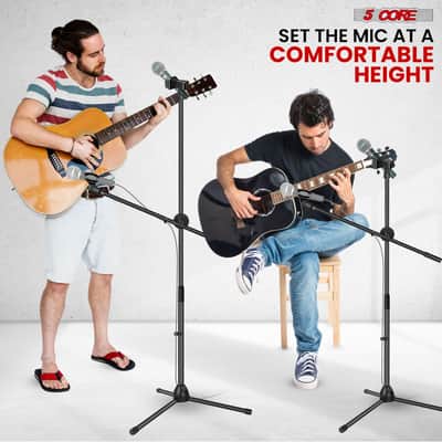 5 Core Microphone Stand Set 2 Pack with Adjustable Tripod Base and Boom Arm image 4