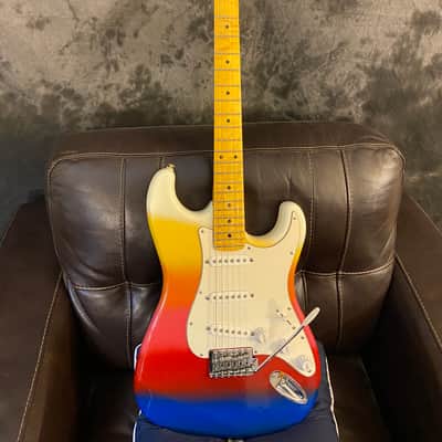Son Set Beach (Fender) StratoCaster 2013 - Custom Multicolor - Sunset Rainbow on White image 1