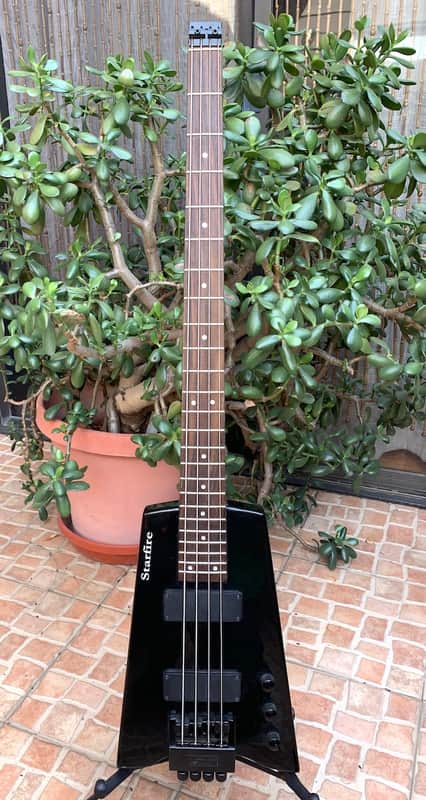 Starfire Headless 4 string black bass guitar image 1