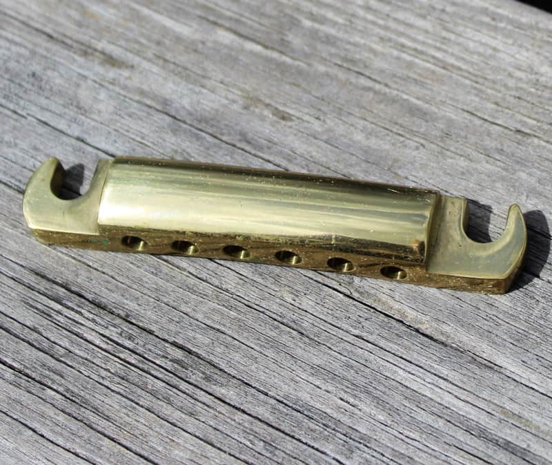 Vintage 1970's Mighty Mite Tailpiece Brass Les Paul ES SG Stop Tail image 1