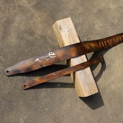Burny Black Custom Guitar Strap For Acoustic or Electric Guitars - tyrannosaurus made to order - oil made to order - oil image 4