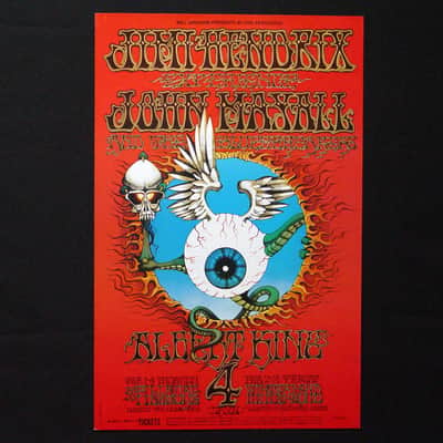 Jimi Hendrix Flying Eyeball Bill Graham Fillmore Limited Edition 1968 Concert Poster image 1