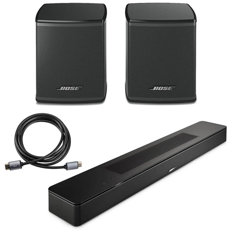 Bose Smart Soundbar, Black, Bundle with 2x Wireless Surround Speakers, 6' HDMI 2.0 Cable image 1