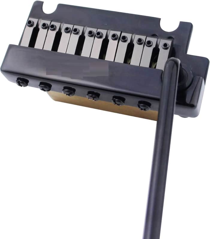 Guitar Tremolo Bridge String Spacing 10.8MM with Brass Saddle and Brass Block & Bridge Stud, Spring and Claw, Pop-In Vibrato Bar, Complete Install Kit, Black image 1