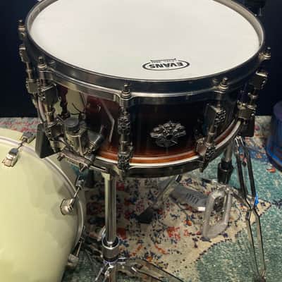 Tama - 6x14" Warlord Collection, Masai Bubinga Snare Drum 2002 - Quilted Bubinga Burst image 3