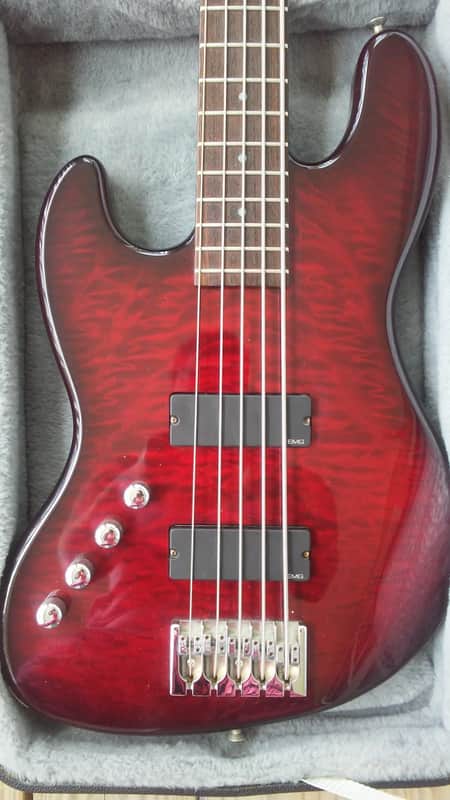 Left Handed Lefty LH Schecter Diamond Series California Custom 5 string  Bass Guitar Black Cherry image 1