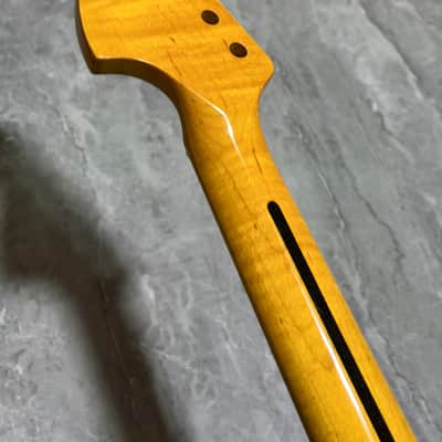 Big head 22Frets yellow Flame Maple Electric guitar Neck gloss DIY part image 7