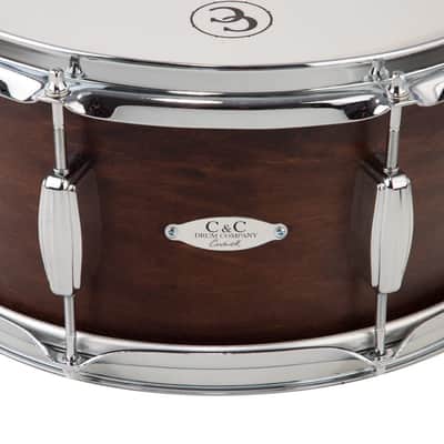 C&C Drum Company Player Date II 6.5x14 Snare Drum - Brown Mahogany Stain image 4