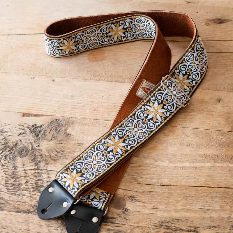 Vintage Gold 60s/70s Hippie Guitar Strap / Handmade in the UK / Case Candy image 1