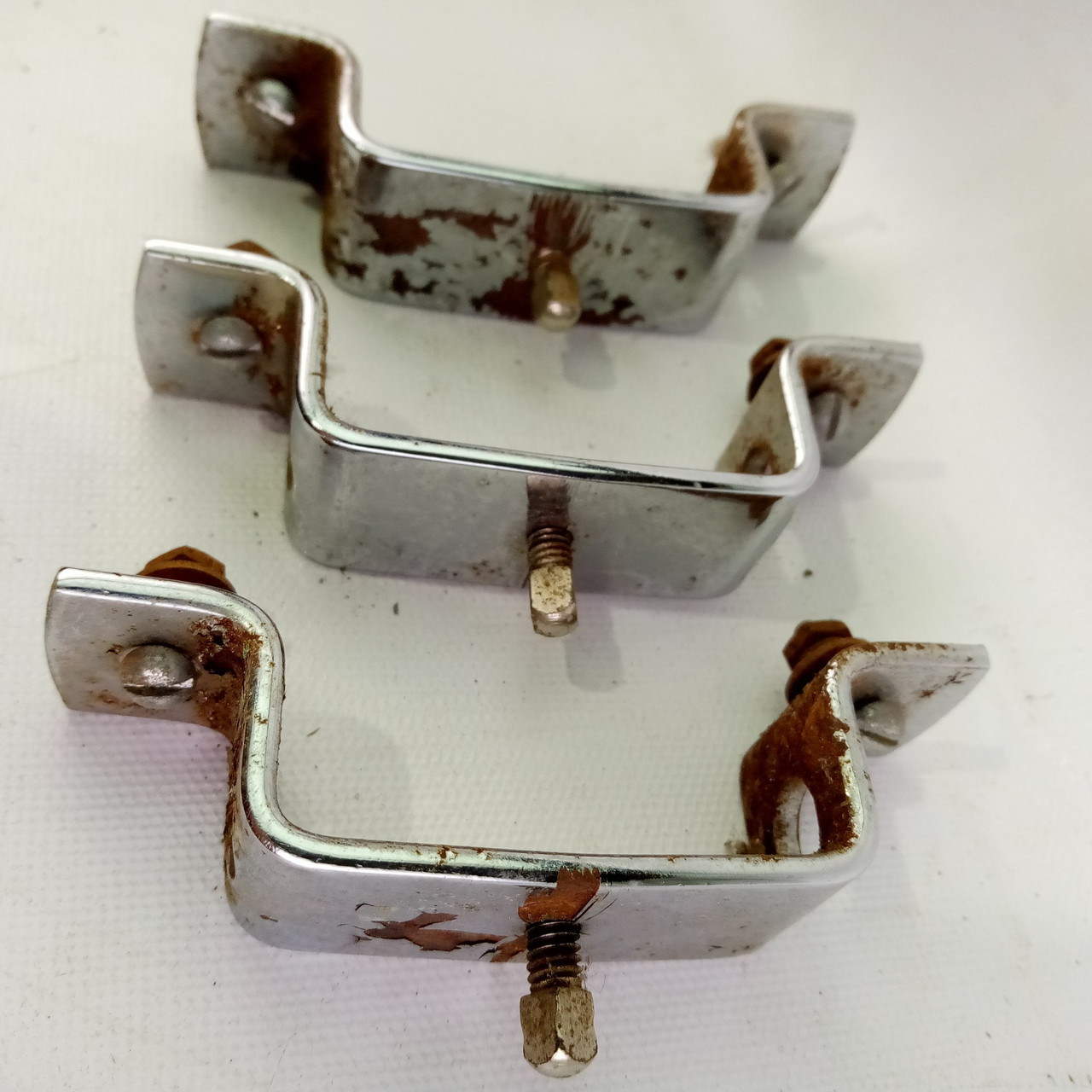 Kent 3x Floor Tom Drum Leg-Mount Brackets Chrome Vintage 60s 3 1/8" Set USA* — main photograph