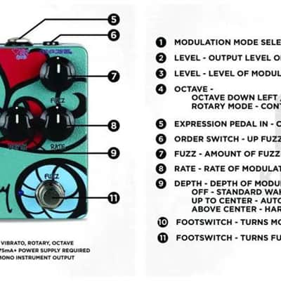 Keeley Monterey Fuzz Vibe Rotary Wah Guitar Effect Pedal image 3