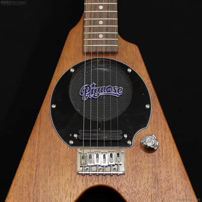 Pignose PGG-200V STBR Mahogany Flying V Type Travel guitar, Built-in Speaker image 4