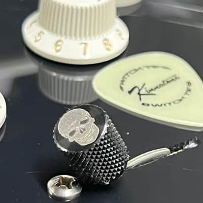 Kinnatone SKULL Stainless Steel knurled 3 or 5 way Blade style Switch Tip. For Strat or Tele - SHORT image 2