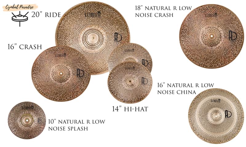 Natural R Low Noise Cymbal Box Set + 18 Crash + 16 China + 10 Splash / Super Deal image 1