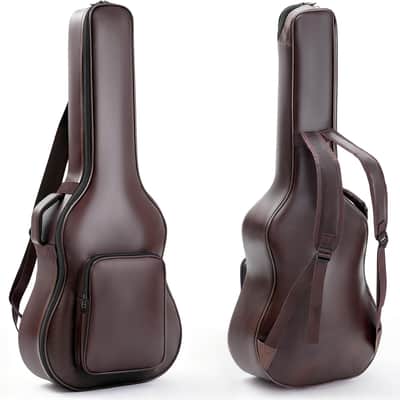 Guitar Case Acoustic Bag Extra Thick Padding 40 41 42 in Guitars Waterproof PU Leather Hard Case Adjustable Shoulder Strap Sponge Hardshell Guitar Gig Bag Travel 3 Layer Easy Clean, Brown image 1