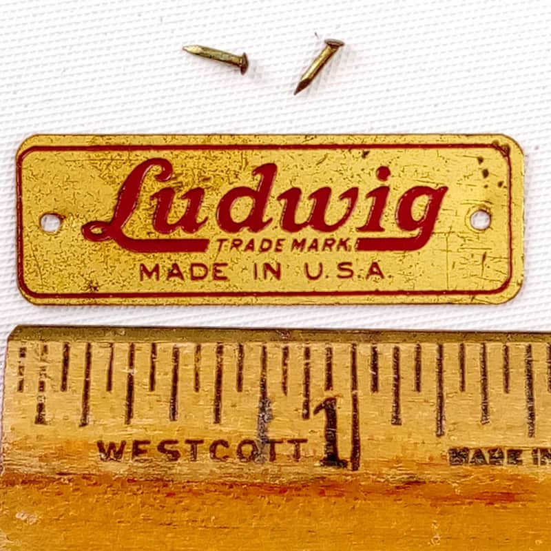 Ludwig 30s Trademark Made In USA Rectangle Badge Brass/Red Junior Snare Drum USA image 1