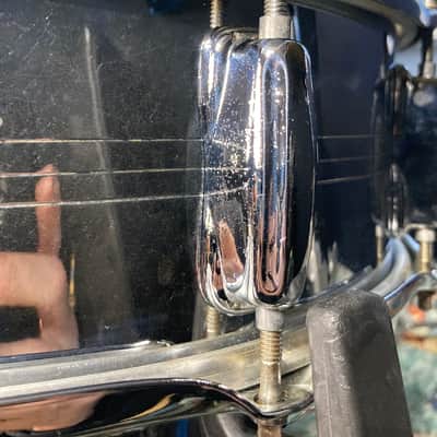 Slingerland -  5x14" Gene Krupa Sound King Snare Drum, 10 Lugs, Trick Strainer, 1970s Chrome over Brass image 11