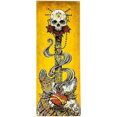 910-0318-000 Fender David Lozeau Large Metal Picture Sign Sacred Heart w/ Strat image 1