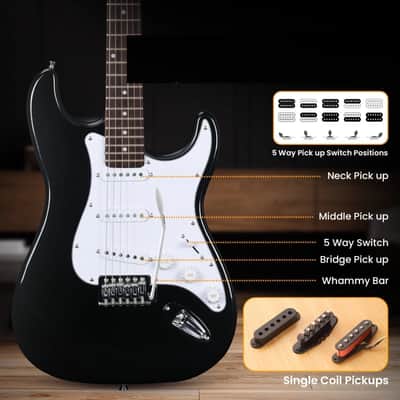 Electric Guitar - 6-String Electric Guitar with Accessory Kit (Black) image 3