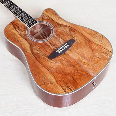 Electric Acoustic Guitar 41 Inch Dead Wood Cutaway Design with Fingerboard Inlay High Glossy Folk Guitar with EQ image 7