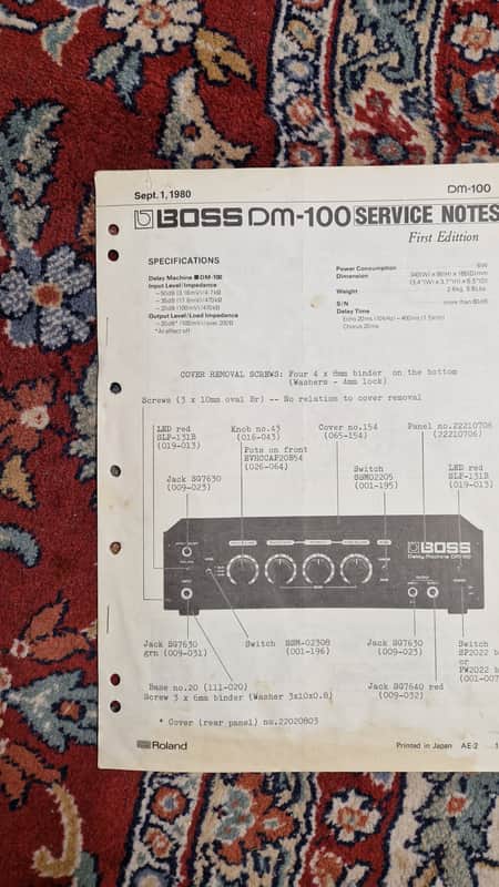 Boss DM 100 Schematics /Service Manual/ Service Notes Original image 1