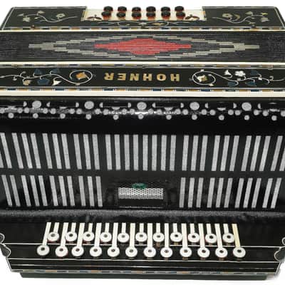 Hohner Antique Decorated Vintage Button Accordion Garmon Squeezebox Concertina, 2227, made in Germany Amazing Wonderful sound image 7