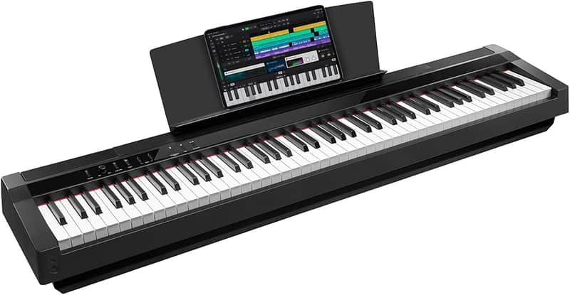 Piano 88 Key Full Size Weighted Keyboard, Hammer-Action Portable Electric Piano For Beginner Adults, Bundle With Sustain Pedal, Piano Stickers, Music Rest, Black image 1