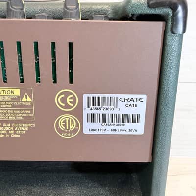 Crate CA15 Acoustic Amplifier 15W Dual Channel with Reverb late ’90s / early 2000s - Green Tolex image 9