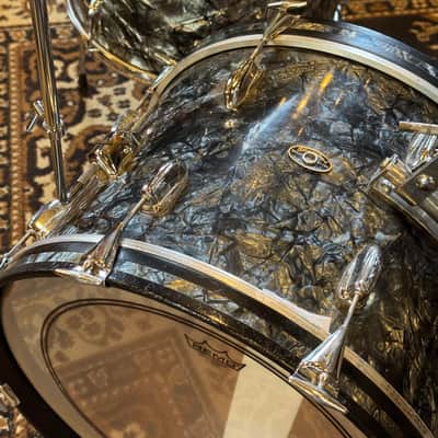 VINTAGE 1960's-70's Slingerland Mixed Era Drum Set in Black Diamond Pearl - 14x20, 9x13, 16x16 image 4