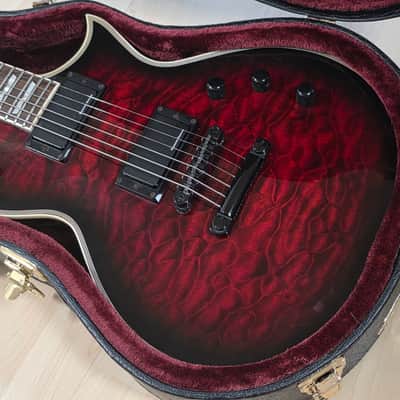ESP Eclipse E-II QM AAA Quilt Top Custom Pickup LP Singlecut Guitar MIJ Japan See Through Black Cherry Sunburst image 9