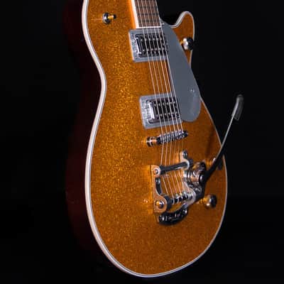Mint Gretsch G5230T Electromatic Sparkle Jet FT Single-Cut with Bigsby, Laurel FB, Gold Sparkle image 4