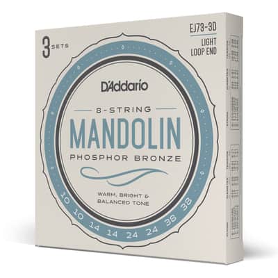 D'Addario EJ73 Phosphor Bronze 10-38 Mandolin Strings, Loop End, 3-Pack image 2