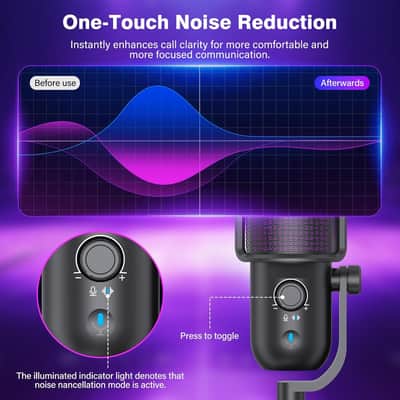 USB Condenser Microphone for PC Gaming,Streaming&Podcast,Plug & Play RGB Desktop Mic with One-Touch Mute,Cardioid Noise-Canceling Computer Mic for Twitch,YouTube,Recording on PC & Laptop(Black) image 3