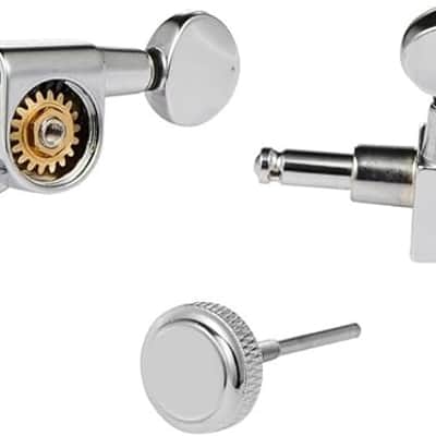 6 Inline Locking Tuners Tuning Keys Guitar Locking Tuning Machines with Mini Oval Buttons for Strat/Tele/Electric Guitars Chrome image 2