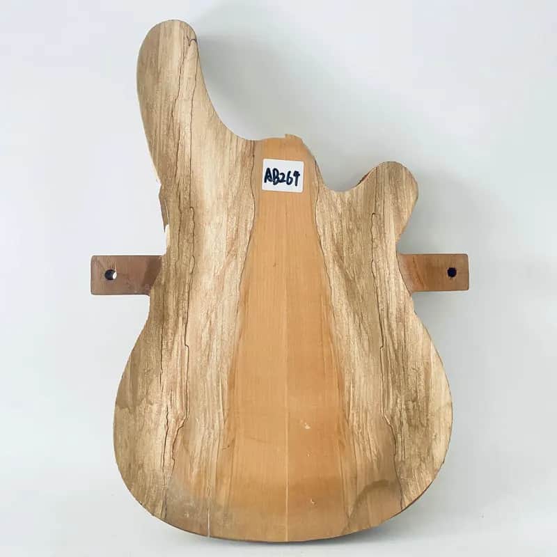 Raw Materiel Electric Bass Guitar Mahogany Body, Burl Wood Top image 1