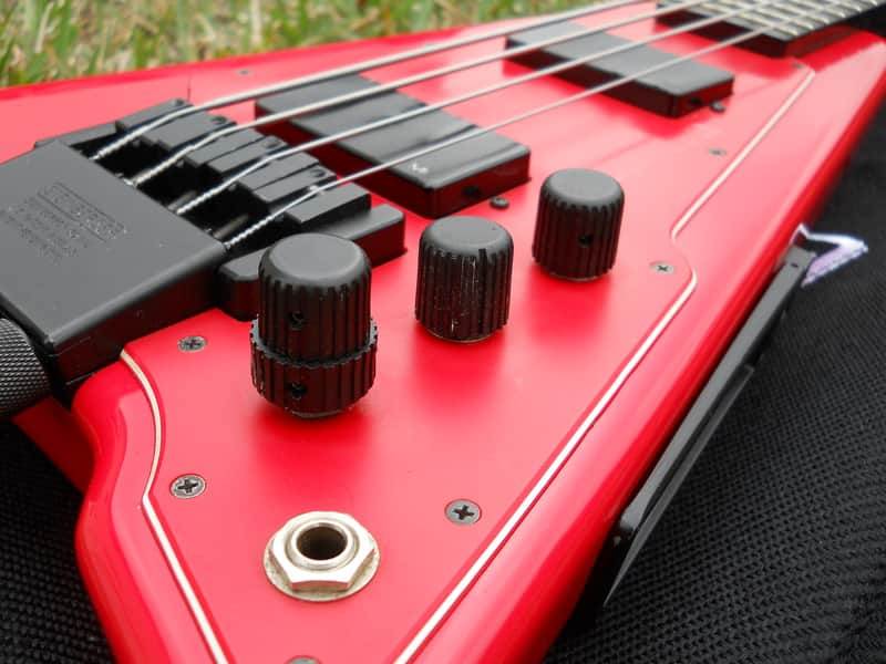 1987 Steinberger XP-2 4 String HEADLESS Bass Guitar, Active EMG's, ORIGINAL RED image 1