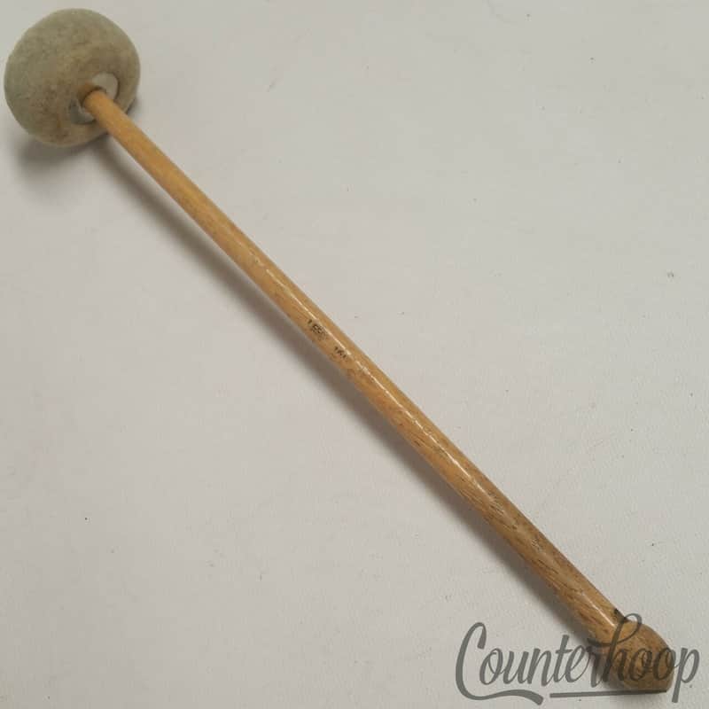 Leedy 1612 Marching Bass Drum Mallet Wood Handle Felt Vintage 50s Green Ink USA image 1