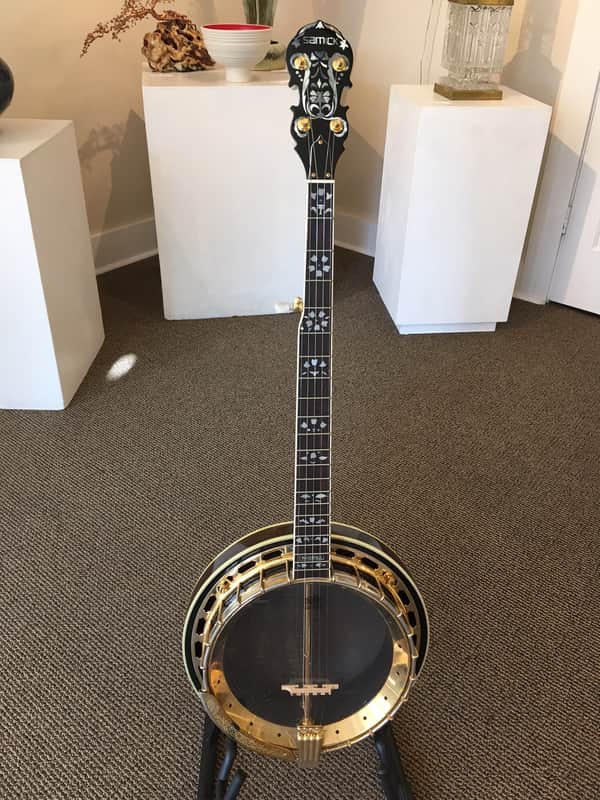 Samick SB350TT Banjo  90s Gold with Wood Hard Shall Case image 1