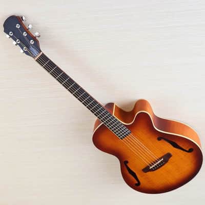 Sunburst Finish 40 Inch Acoustic Electric Guitar, Flame Oak Top Body, Okoume Wood Neck image 9
