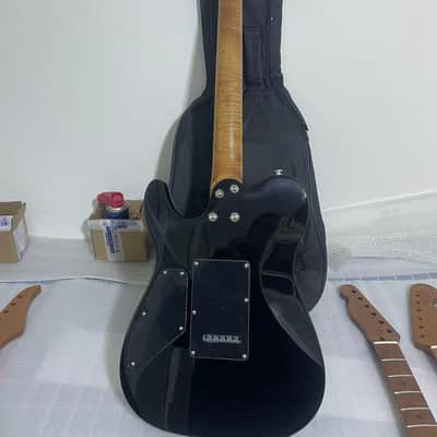 Vibrato system 24 frets Roasted flame maple neck Blue Gradient Flamed Maple Top Mahogany tele Electric guitar body SSH image 3