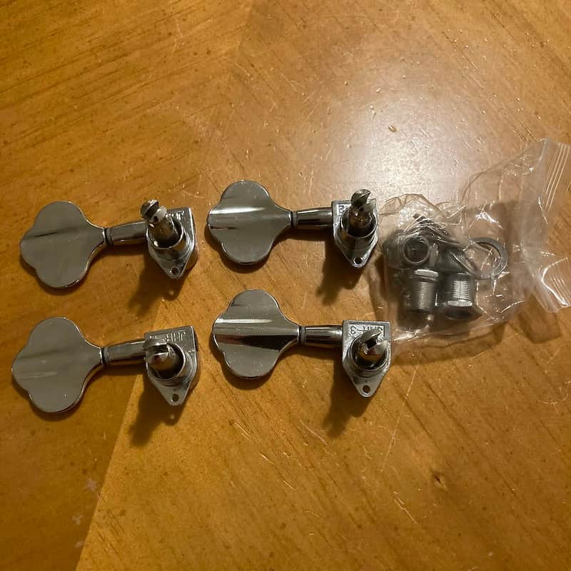 Squier Clover Key Inline Gotoh Style Bass Tuners 4L 2020s - Chrome image 1