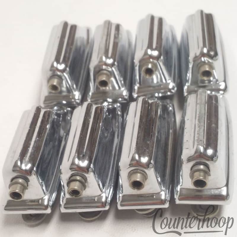 *Rogers 8x Beavertail Bass Drum Lugs Chrome Spring-Less 9/72 XP8 70s Vintage USA image 1