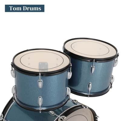 MCH Full Size Adult Drum Set 5-Piece Black with Bass Drum, two Tom Drum, Snare Drum, Floor Tom, 16" Ride Cymbal, 14" Hi-hat Cymbals, Stool, Drum Pedal, Sticks 2020s image 8