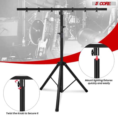 5Core DJ Light Stand Stage Lighting Truss System Height Adjustable 39 to 100" Heavy Duty T bar Mount image 10