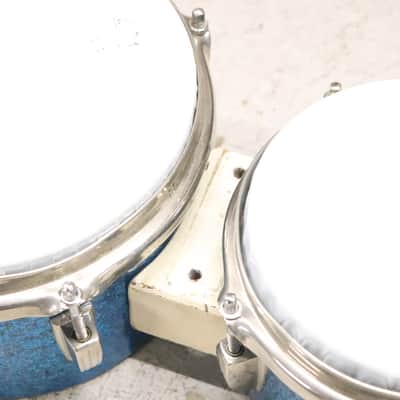 Ludwig Tunable Bongo Drums Vintage 1960's Blue Sparkle image 3