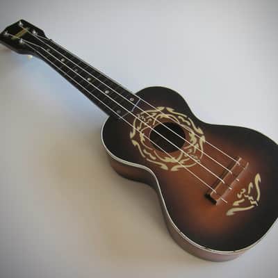 Harmony Soprano Uke Ukulele Sunburst Circa-1960s-Fancy White Stencil Paint image 2