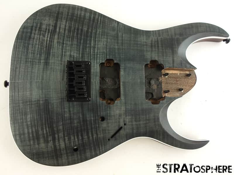 Ibanez RGA42FM BODY + HARDWARE RG Flamed Maple Top Bound Transparent Gray Flat image 1